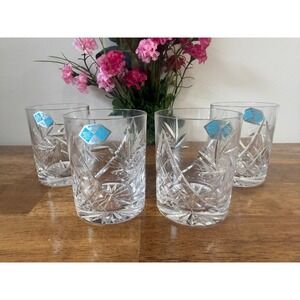 Vintage Hungarian Lead Crystal Whiskey Glasses Cut Crystal Rocks Tumblers Set